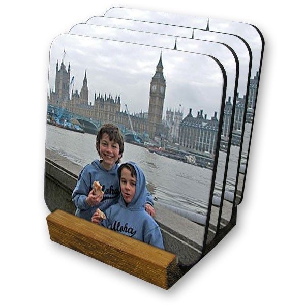 Set of 4 personalised large photo coasters