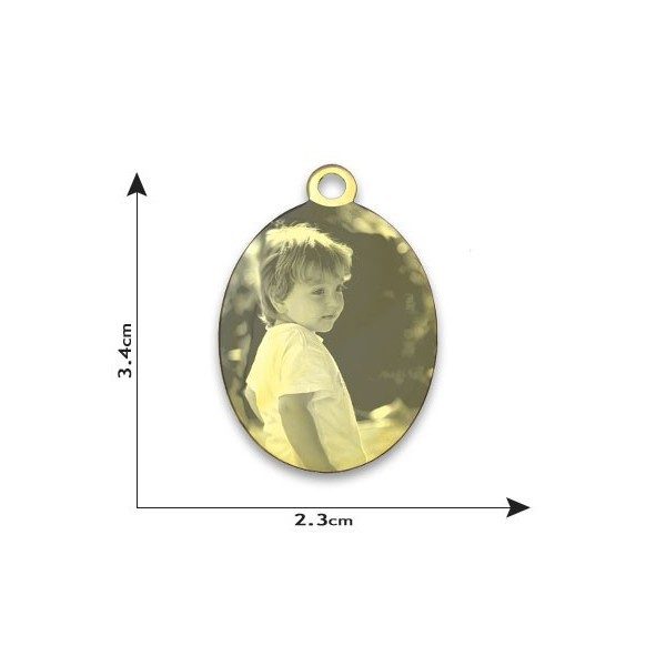 Photo engraved oval pendant