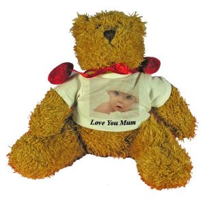 Personalised Mother's Day gift Teddy Bear with red velvet bow-tie
