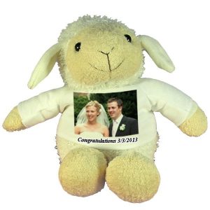 Personalised Wedding Gift Plush Sheep with printed message