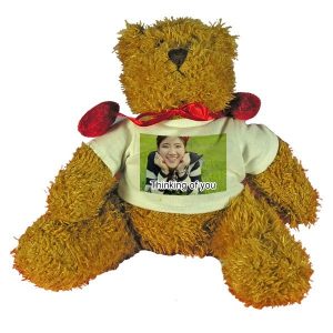 Personalised Teddy Bear with red velvet bow-tie